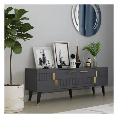 Hanah Home TV Stand Moda - Anthracite, Gold