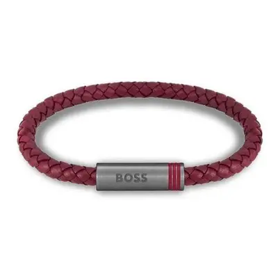 Hugo Boss Stylový vínový kožený náramek Ares Single 1580626