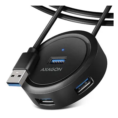 AXAGON HUE-P1AL, 4x USB 3.2 Gen 1 ROUND hub, micro USB napájecí konektor, kabel USB-A 1.2m, HUE-