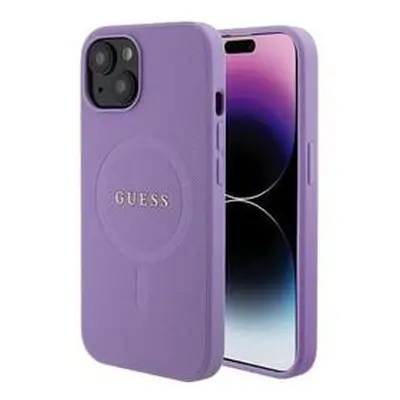 Guess PU Saffiano MagSafe Zadní Kryt pro iPhone 15 Plus Purple