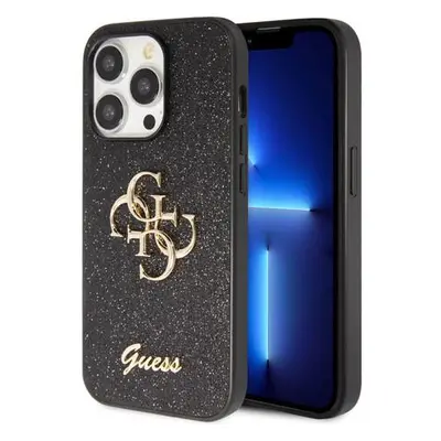 Guess PU Fixed Glitter 4G Metal Logo iPhone 15 Pro Max Černé