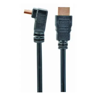 GEMBIRD Kabel HDMI-HDMI M/M 3m, 1.4, M/M stíněný, zlacené kontakty, 90° lomený, černý