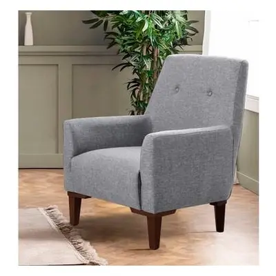 Atelier del Sofa Wing Chair Vina - Grey, Walnut