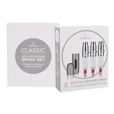 Travalo Classic HD Silver plnitelný rozprašovač parfémů 3 x 5 ml + semišový váček dárková sada