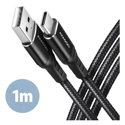 Axagon BUCM-AM10AB HQ USB-C USB-A, USB 2.0, 3A, ALU, oplet, 1m, černý