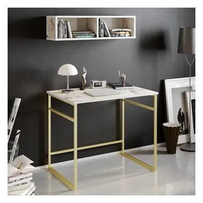 Hanah Home Study Desk Gama - White, Gold