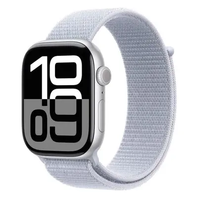 Apple Watch Series 10 GPS + Cellular 46mm Silver Aluminium Case with Blue Cloud Sport Loop (MWY2