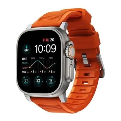 Nomad remienok Rugged Strap pre Apple Watch 44/45/49mm - Ultra Orange/Silver Hardware