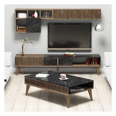 Hanah Home Living Room Furniture Set Milan - Walnut, Black