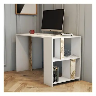 Hanah Home Study Desk Lima - White Marble White