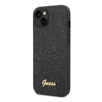 Guess PC/TPU Glitter Flakes Metal Logo kryt iPhone 14 černý