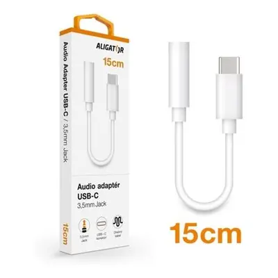 Audio adaptér Aligator USB-C na 3,5mm Jack, bílá