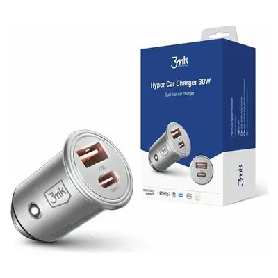 3mk Hyper Car Charger 30W nabíječka do auta, USB-A/USB-C (PD), 5903108464574