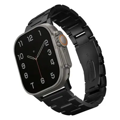 UNIQ Osta článkový ocelový řemínek Apple Watch 49/45/44/42mm černý