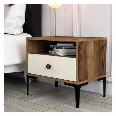 Hanah Home Nightstand Lizbon 533 - Walnut, Cream