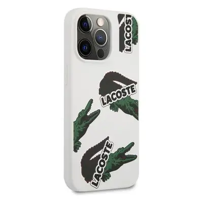 Lacoste Liquid Silicone Allover Pattern Kryt pro iPhone 13 Pro Max White