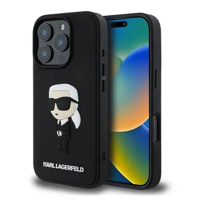 Karl Lagerfeld 3D Rubber Ikonik Zadní Kryt pro iPhone 16 Pro Max Black