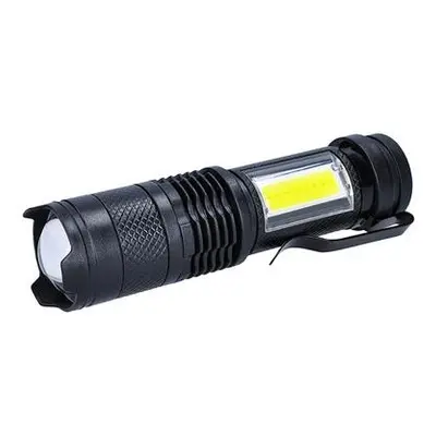 Solight WN49 LED nabíjecí kapesní svítilna se zoomem, 100lm + 70lm, Li-Ion, USB, černá