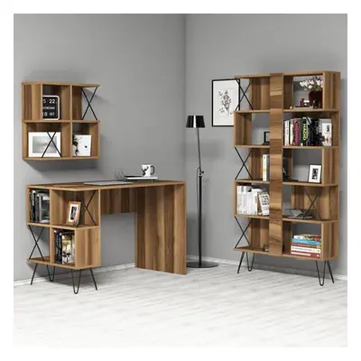 Hanah Home Study Desk & Bookshelf Extra 2 - Walnut