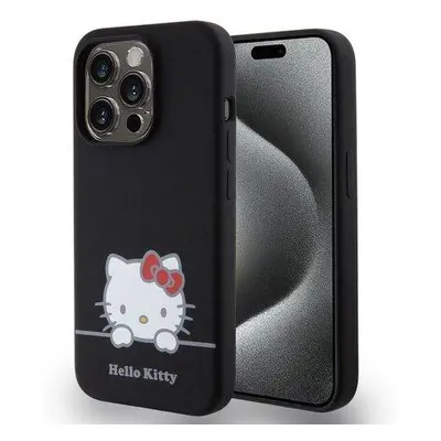 Hello Kitty Liquid Silicone Daydreaming Logo kryt iPhone 15 Pro černý