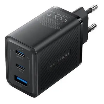 Wall charger, Vention, FERB0-EU, 2xUSB-C, USB- A, 65W/65W/30W, GaN (black),