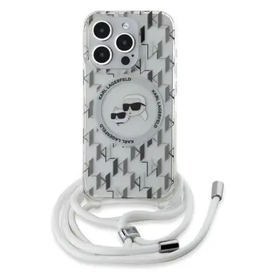 Karl Lagerfeld IML Monogram Crossbody K&CH Heads MagSafe Zadní Kryt pro iPhone 15 Pro Transparen