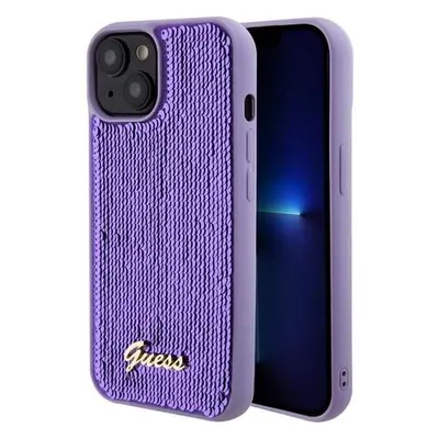 Guess Sequin Script Logo Zadní Kryt pro iPhone 15 Plus Purple