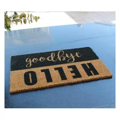 Aberto Design Coco Doormat Hello Goodye BrownBlack