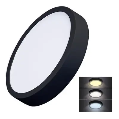 Solight WD174-B LED mini panel CCT, přisazený, 24W, 1800lm, 3000K, 4000K, 6000K, kulatý, černá b