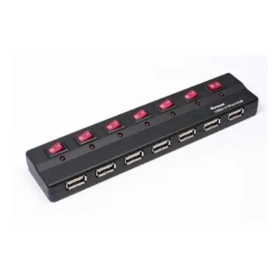 PremiumCord USB 2.0 HUB 7-portový s ext. napájením a vypínači portů, ku2hub7sw