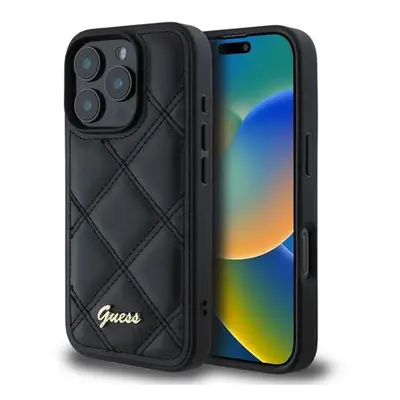 Guess PU Leather Quilted Zadní Kryt pro iPhone 16 Pro Black