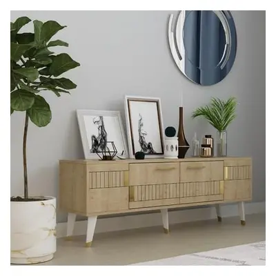 Hanah Home TV Stand Moda - Sapphire Oak, Gold