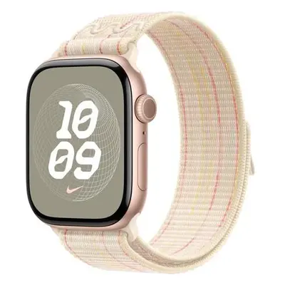 Apple Watch 49/46/45/44mm hvězdně bílý/růžový provlékací sportovní řemínek Nike