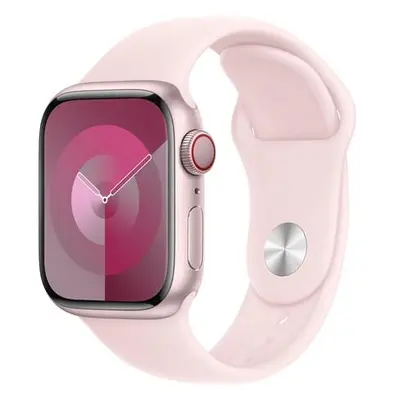 Apple Watch Series 9 Cellular 41mm Růžový hliník se světle růžovým sportovním řemínkem M/L