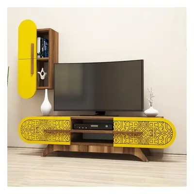 Hanah Home TV Unit Defne - Walnut, Yellow