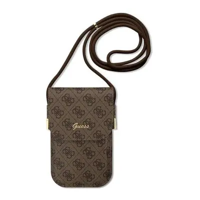 Guess PU 4G Metal Logo Script Phone Bag Brown