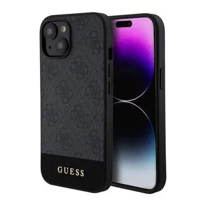 Guess PU 4G Stripe MagSafe Zadní Kryt pro iPhone 15 Black