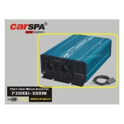 Měnič napětí Carspa P3000U-24 24V/230V+USB 3000W, čistá sinusovka