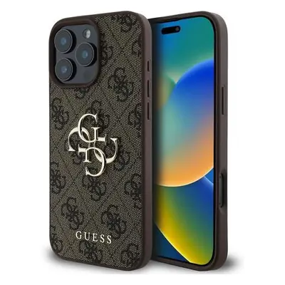 Guess PU 4G Metal Logo Zadní Kryt pro iPhone 16 Pro Brown