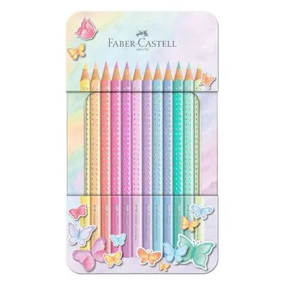 Faber-Castell Pastelky Sparkle v plechové krabičce - 12 barev