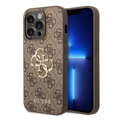 Guess PU 4G Metal Logo kryt iPhone 15 Pro hnědý