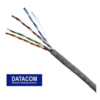 DATACOM UTP drát CAT5E PVC,Eca 50m šedý - metráž, 1363