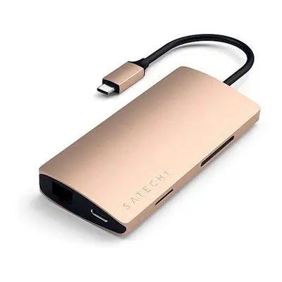 Satechi USB-C Multiport adaptér 4K 8ports V2 - Gold Aluminium, ST-TCMA2G