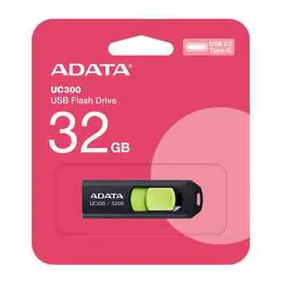 ADATA Flash Disk 32GB UC300, USB-C 3.2, černo-zelená, ACHO-UC300-32G-RBK/GN