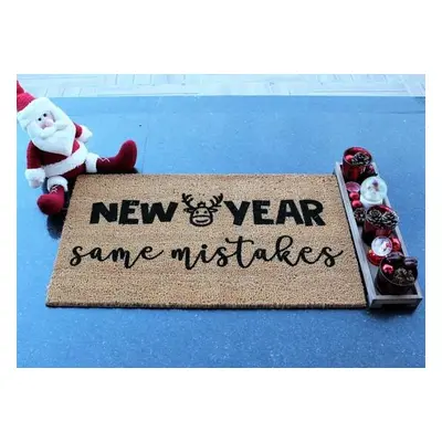 Aberto Design Coco Doormat New Year Same Mistakes BrownBlack