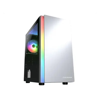 COUGAR PC skříň Purity RGB White Mini Tower TG Front Panel ARGB strip / 1 x ARGB Fan / 3mm TG Le