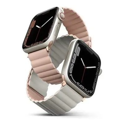 UNIQ Revix oboustranný řemínek pro Apple Watch 41/40/38mm Blush (růžový/béžový)