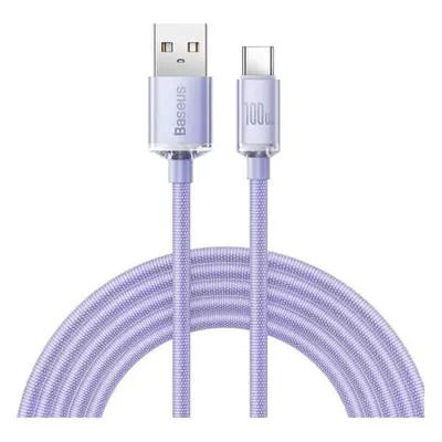 Baseus Crystal Shine kabel USB na USB-C, 100 W, 2 m (fialový)