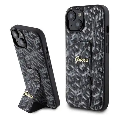 Guess PU Grip Stand G Cube Zadní Kryt pro iPhone 15 Black