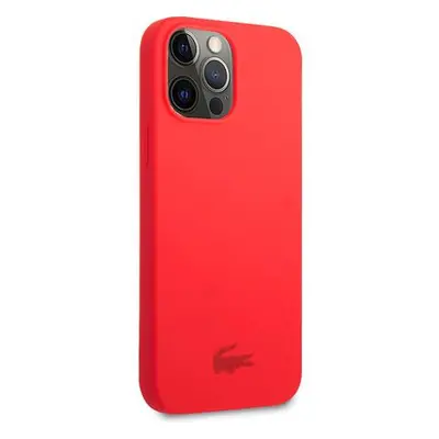 Lacoste Liquid Silicone Glossy Printing Logo Kryt pro iPhone 13 Pro Red